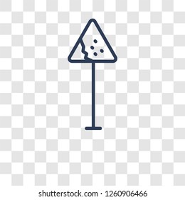 Falling rocks sign icon. Trendy Falling rocks sign logo concept on transparent background from Traffic Signs collection