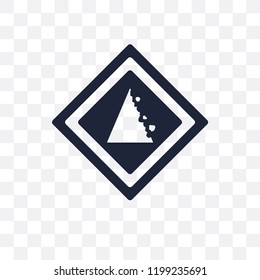 Falling rocks sign transparent icon. Falling rocks sign symbol design from Traffic signs collection. Simple element vector illustration on transparent background.