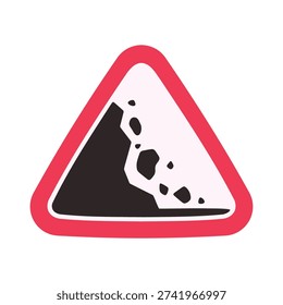 Falling Rocks Sign Vector Illustration Hazard Warning and Safety Awareness Symbol