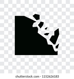 Falling rocks vector icon isolated on transparent background, Falling rocks logo concept