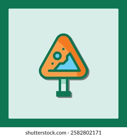 Falling Rocks Warning Icon: Triangular Road Sign Graphic
