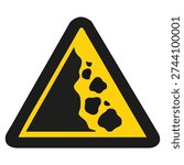 Falling Rocks Warning Sign Flat Design Vector

