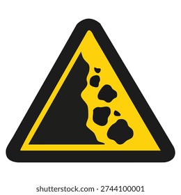 Falling Rocks Warning Sign Flat Design Vector
