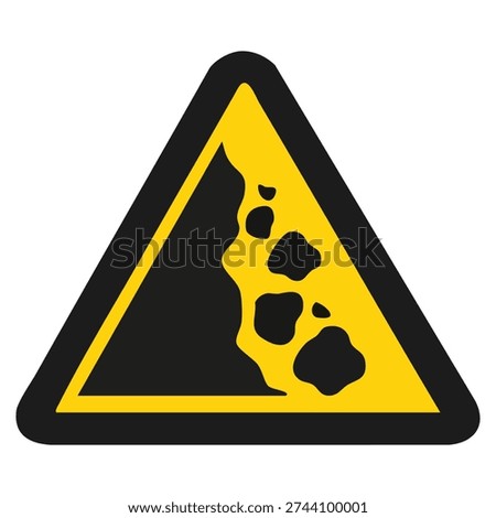 Falling Rocks Warning Sign Flat Design Vector
