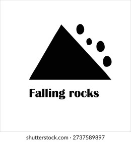 Falling Rocks Warning Sign Icon Vector Isolated on White Background