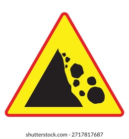 falling rocks warning sign Victor Art Illustration