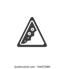 Falling rocks warning traffic sign icon vector, filled flat sign, solid pictogram isolated on white. Symbol, logo illustration.