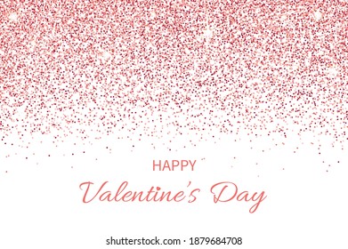 Falling rose gold dust background. Happy Valentine's Day banner.