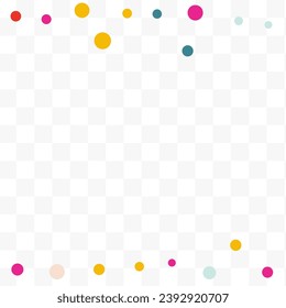 Falling Round Festival Vector Transparent Background. Fun Dot Wallpaper. Decoration Dust Pattern. Rainbow Splash Christmas Postcard.