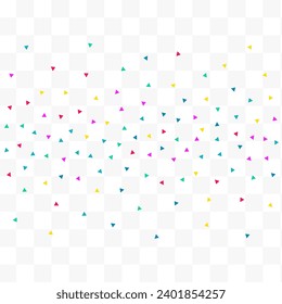 Falling Shapes Celebrate Vector Transparent Background. Fun Geometric Backdrop. Decoration Elements Background. Color Triangle Festival Postcard.