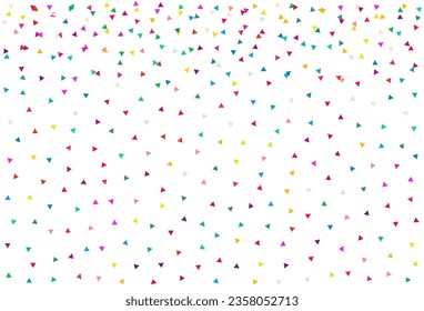 Falling Shapes Celebration Vector White Background. Decoration Confetti Design. Top Elements Texture. Rainbow Triangle Abstract Illustration.