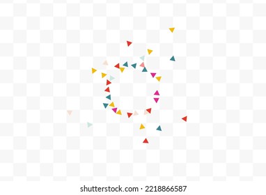 Falling Shapes Decoration Vector Transparent Background. Carnaval Geometric Texture. Effect Confetti Invitation. Rainbow Elements Invitation Card.