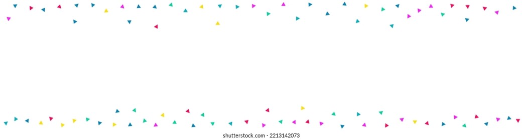 Falling Shapes Invitation Vector White Panoramic Background. Festival Triangle Card. Celebrate Elements Backdrop. Happy Confetti Abstract Pattern.