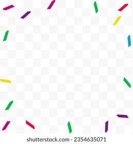 Falling Shavings Christmas Vector Transparent Background. Celebrate Dust Banner. Carnaval Brush Backdrop. Rainbow Confetti Invitation Wallpaper.