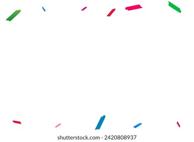 Falling Shavings Christmas Vector White Background. Carnaval Confetti Texture. Festive Paint Backdrop. Color Brush Abstract Card.