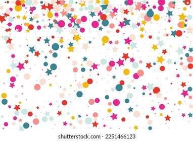 Falling Shine Carnival Vector White Background. Celebration Polka Card. Celebrate Constellation Backdrop. Happy Splash Festive Invitation.