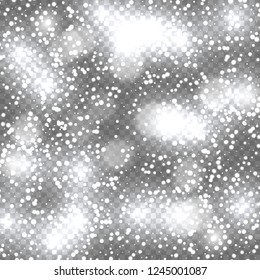 Nieve reluciente o copos de nieve sobre fondo transparente. Ilustración vectorial.