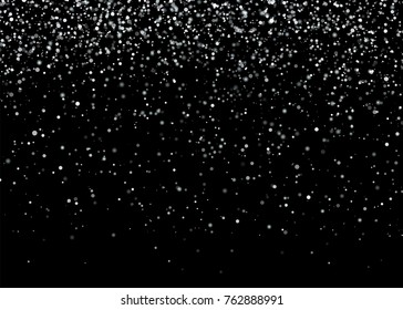 Falling Shining Snowflakes and Snow on Christmas Winter and New Year. Beautiful snowfall. Abstract snowflake.Top S?emicircle on Black. Vector illustration Transparent Background.