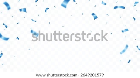 Falling shiny blue confetti and ribbons celebration party design element