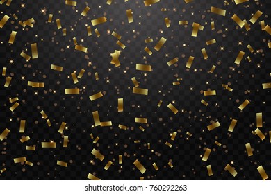 Falling Shiny Glitter gold rain Confetti background. Design template for card, invitation
