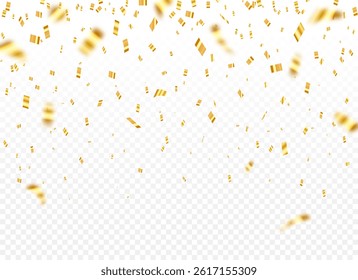 Falling shiny golden confetti isolated, Confetti celebration party background design. Birthday, Holiday, New Year, Carnival festivity, confetti,
