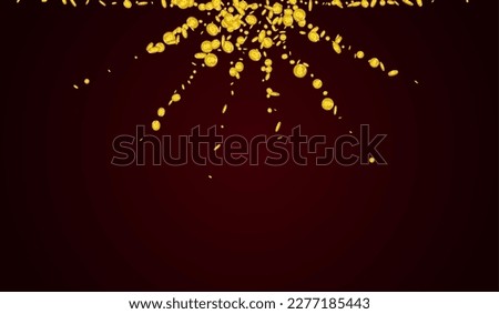 Falling Shiny Money Vector Red Background. Metal Dollar Fall Certificate. Golden Finance Flyer. Rich Currency Brochure.