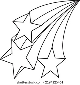 Falling Shooting Stars Isolated Coloring Page 