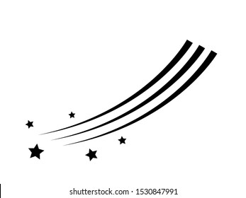 Falling, shooting starswith different tails vector isolated from background. Meteorite and comet icons