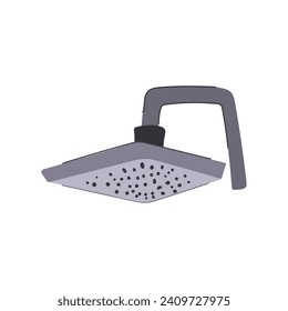 falling shower head cartoon. drop rain, pipe silver, metal chrome falling shower head sign. isolated symbol vector illustration