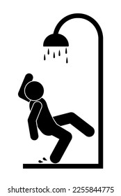 falling in the shower illustration, be careful, slippery floor