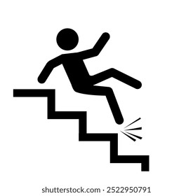 Falling Sign vector illustration, Wet floor warning vector sign, falling off stairs sign isolated, warning sign