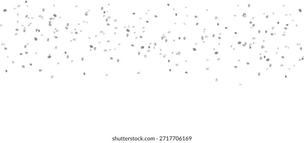 Fallender silberner Konfetti-Glitter-Überzug einzeln auf transparentem Hintergrund, festliche abstrakte Textur