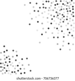 Falling silver confetti points. Abstract scatter of falling confetti on a black background. Astral design. Vector illustration