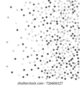 Falling silver confetti points. Abstract scatter of falling confetti on a black background. Astral design. Vector illustration