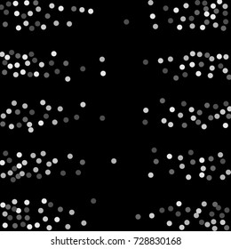 Falling silver confetti points. Abstract scatter of falling confetti on a black background. Astral design. Vector illustration