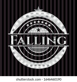 Falling silvery shiny badge. Vector Illustration. Mosaic.