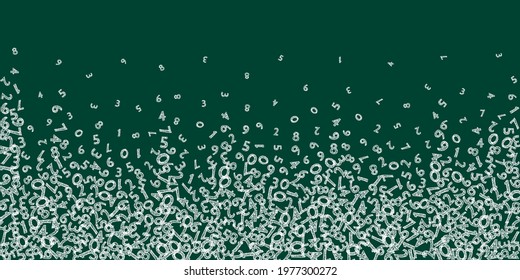 Falling sketch chalk numbers. Math study concept with flying digits. Indelible back to school mathematics banner on blackboard background. Falling numbers vector illustration.