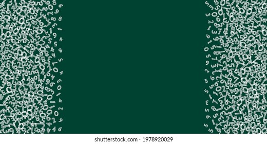 Falling sketch chalk numbers. Math study concept with flying digits. Positive back to school mathematics banner on blackboard background. Falling numbers vector illustration.