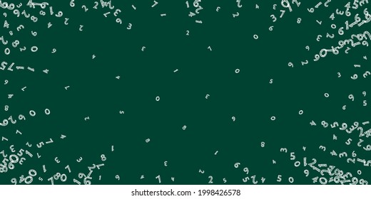 Falling sketch chalk numbers. Math study concept with flying digits. Excellent back to school mathematics banner on blackboard background. Falling numbers vector illustration.