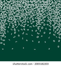 Falling sketch chalk numbers. Math study concept with flying digits. Tempting back to school mathematics banner on blackboard background. Falling numbers vector illustration.