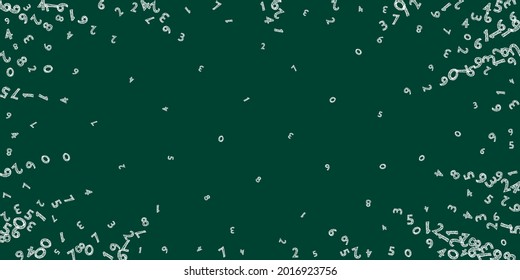 Falling sketch chalk numbers. Math study concept with flying digits. Excellent back to school mathematics banner on blackboard background. Falling numbers vector illustration.