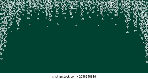 Falling sketch chalk numbers. Math study concept with flying digits. Glamorous back to school mathematics banner on blackboard background. Falling numbers vector illustration.