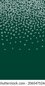 Cayendo los números de tiza. Concepto de estudio matemático con dígitos voladores. Banner moderno de regreso a la escuela de matemáticas en la pizarra. Ilustración vectorial de números en disminución.