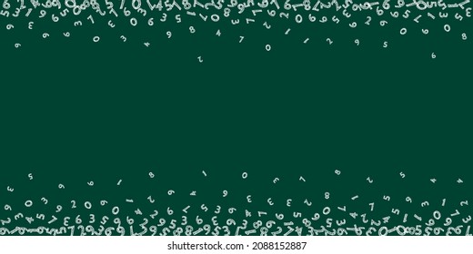 Falling sketch chalk numbers. Math study concept with flying digits. Nice back to school mathematics banner on blackboard background. Falling numbers vector illustration.