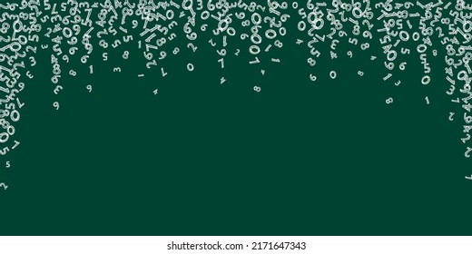 Falling sketch chalk numbers. Math study concept with flying digits. Pleasant back to school mathematics banner on blackboard background. Falling numbers vector illustration.