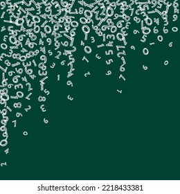 Cayendo los números de tiza. Concepto de estudio matemático con dígitos voladores. Interesante regreso a la pancarta de matemáticas de la escuela en el fondo de la pizarra. Ilustración vectorial de números en disminución.