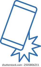 Falling smartphone, editable line vector icon illustration