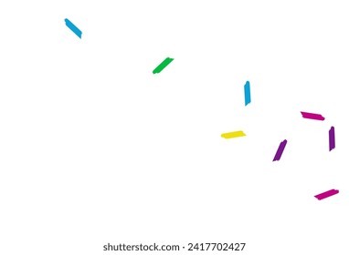 Falling Smear Top Vector White Background. Abstract Shavings Pattern. Celebrate Brush Background. Rainbow Paint Independence Banner.