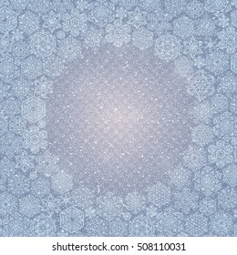Falling snow backdrop on transparent background. Vector illustration.