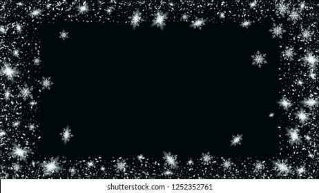 Falling snow background. Festive decoration Christmas banner. Bbright, White, Shimmer, Glowing, Scatter, Falling background.